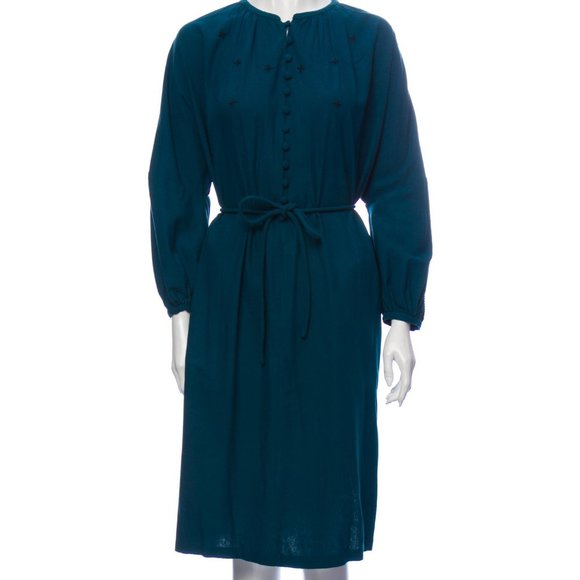 Steven Alan Dresses & Skirts - Steven Alan Embroidered Silk Dress in Teal S EUC